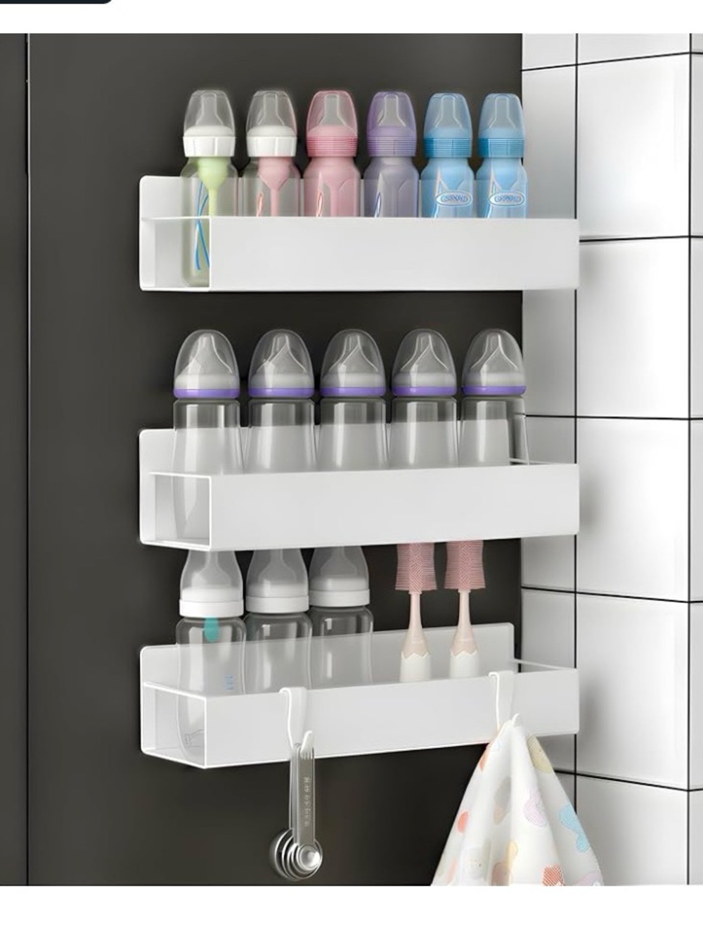 White Wall-Mount Bathroom Organizer Shelf - White